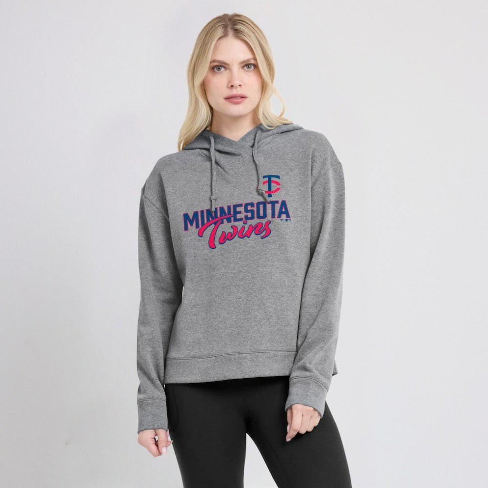 Minnesota Twins Fanatics Women's Script Favorite Lightweight Pullover Hoodie - Heather Gray Hoodies