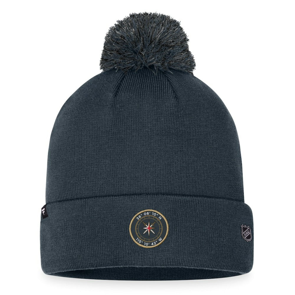 NHL Vegas Golden Knights Fanatics 2023 NHL Draft Cuffed Knit Hat with Pom - Charcoal