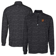 Baltimore Orioles Cutter & Buck Traverse Camo Print Stretch Quarter-Zip Pullover Top - Black Pullover