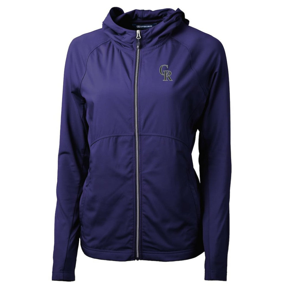 Colorado Rockies Cutter & Buck Women's Adapt Eco Knit Hybrid Recycled Full-Zip Hoodie - Purple Hoodies