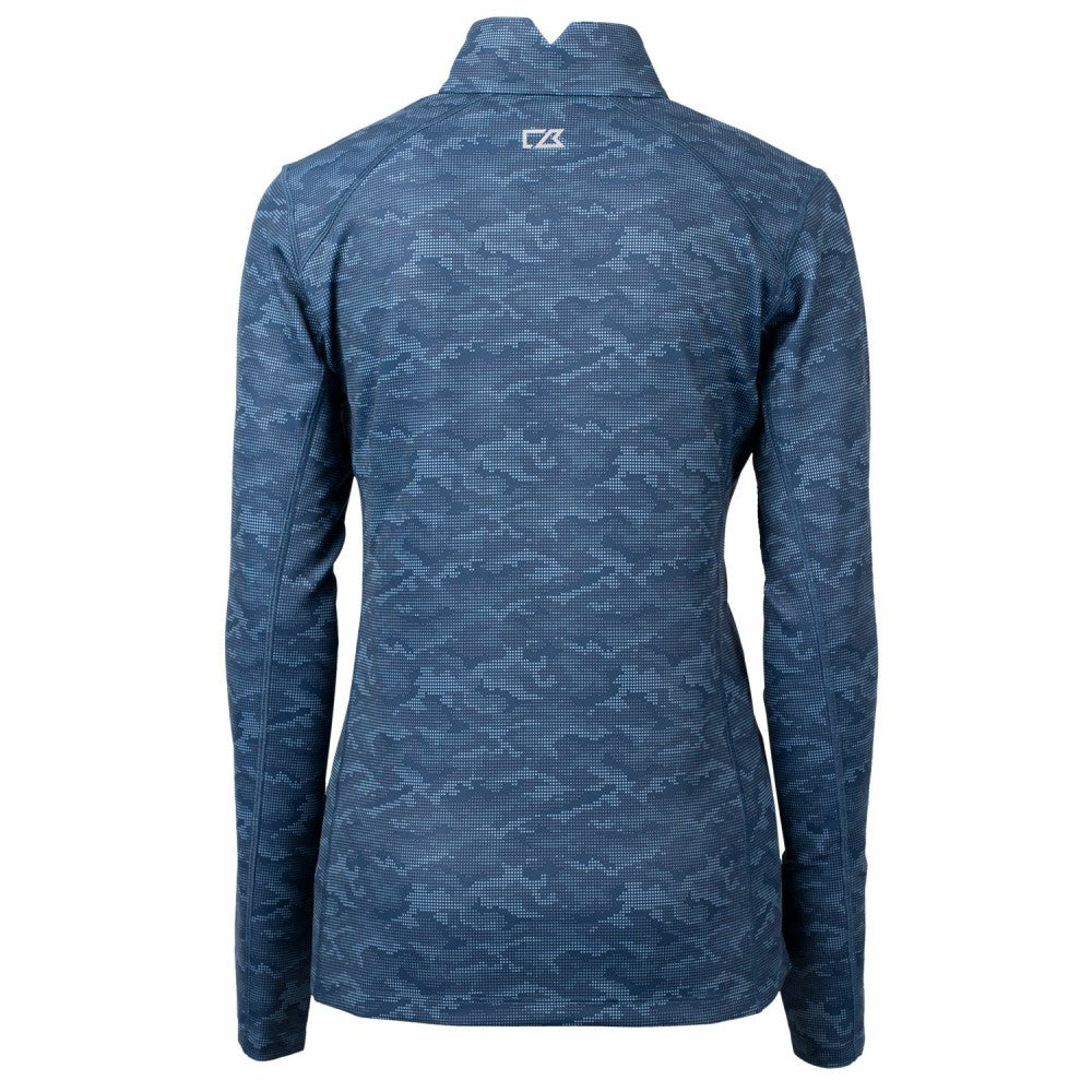 Cleveland Guardians Cutter & Buck Women's Traverse Camo Print Stretch Quarter-Zip Pullover Top - Navy Pullover