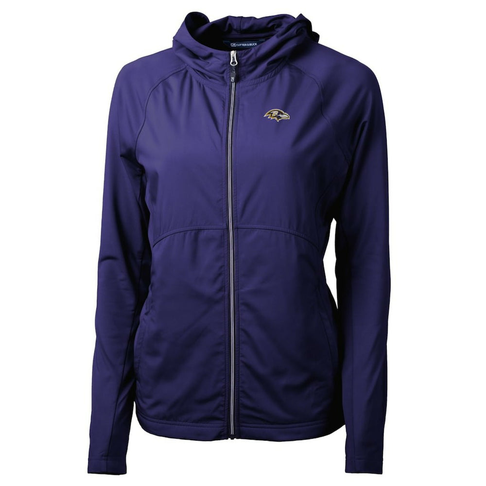 Baltimore Ravens Cutter & Buck Women's Adapt Eco Knit Hybrid Recycled Full-Zip Hoodie Purple