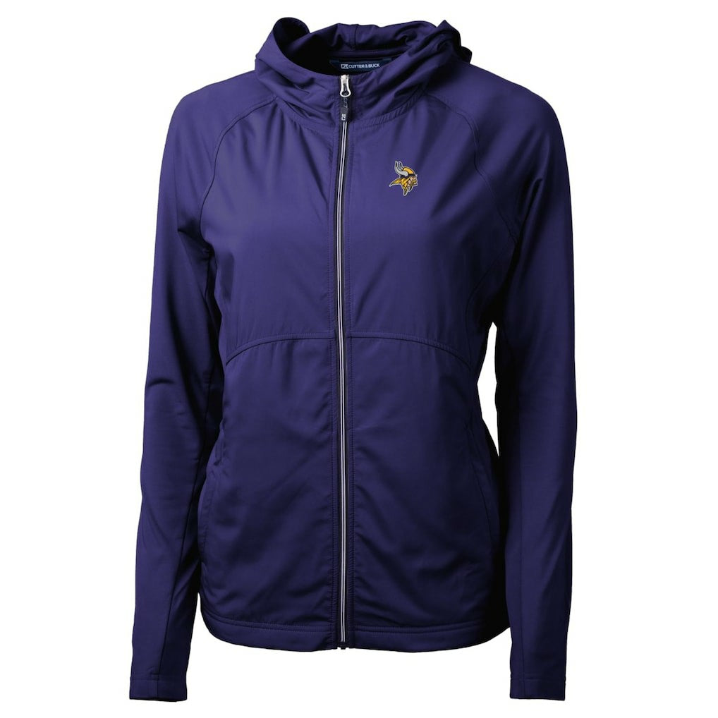 Minnesota Vikings Cutter & Buck Women's Adapt Eco Knit Hybrid Recycled Full-Zip Hoodie Purple