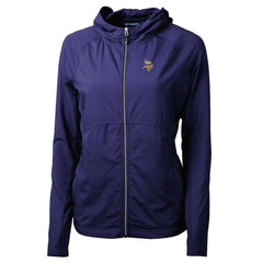 Minnesota Vikings Cutter & Buck Women's Adapt Eco Knit Hybrid Recycled Full-Zip Hoodie Purple