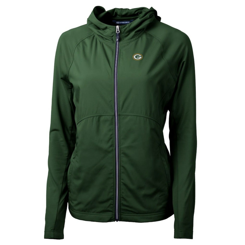 Green Bay Packers Cutter & Buck Women's Adapt Eco Knit Hybrid Recycled Full-Zip Hoodie Hunter Green