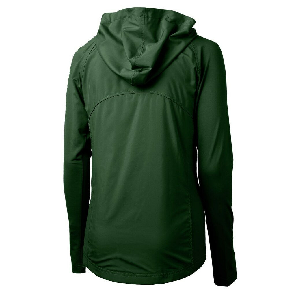 Green Bay Packers Cutter & Buck Women's Adapt Eco Knit Hybrid Recycled Full-Zip Hoodie Hunter Green