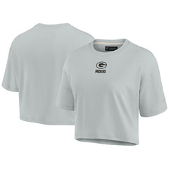 Green Bay Packers Women's Elements Super Soft Boxy Cropped T-Shirt Gray