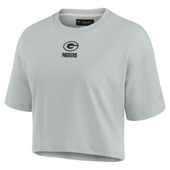 Green Bay Packers Women's Elements Super Soft Boxy Cropped T-Shirt Gray