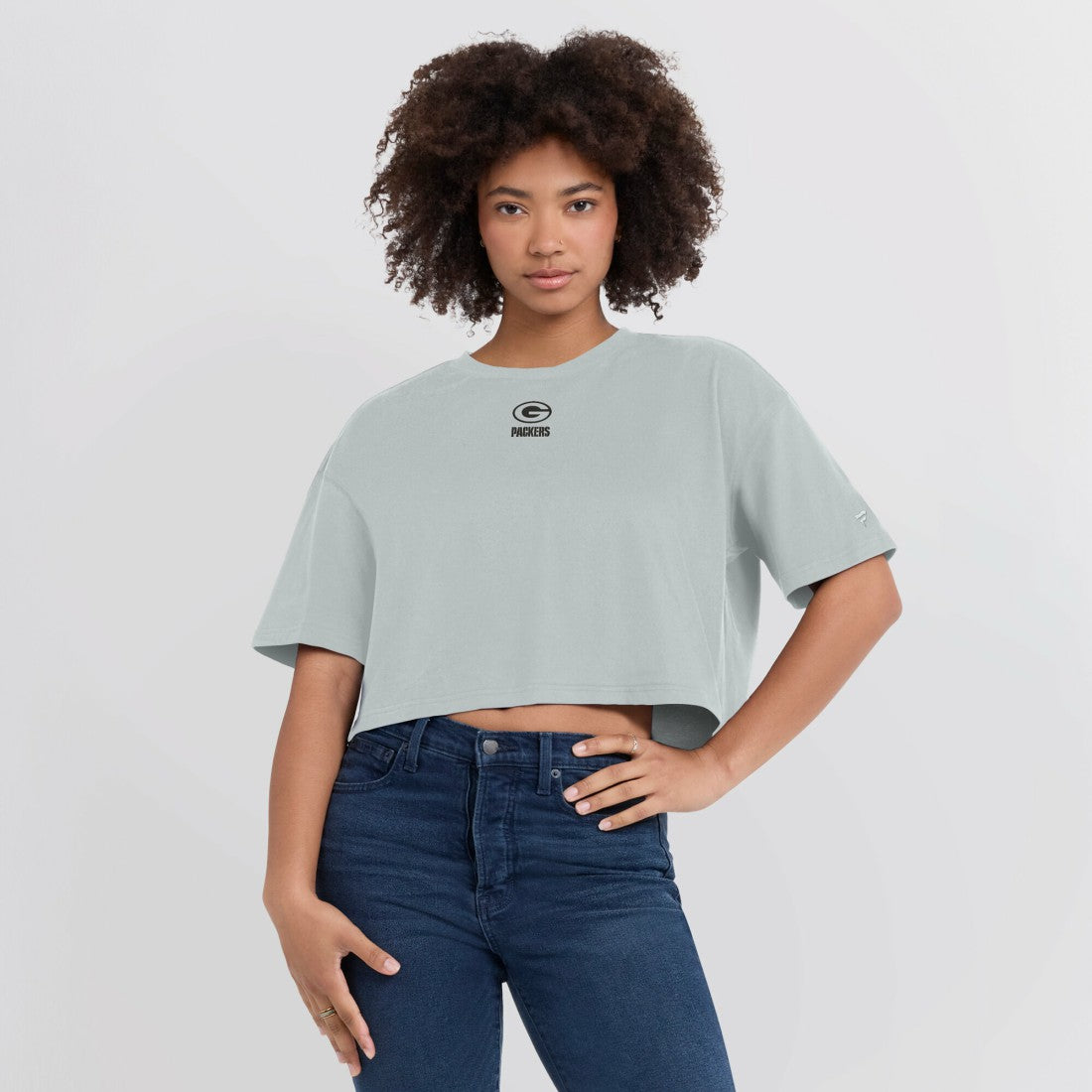 Green Bay Packers Women's Elements Super Soft Boxy Cropped T-Shirt Gray
