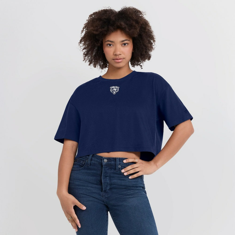 Chicago Bears Women's Elements Super Soft Boxy Cropped T-Shirt Navy