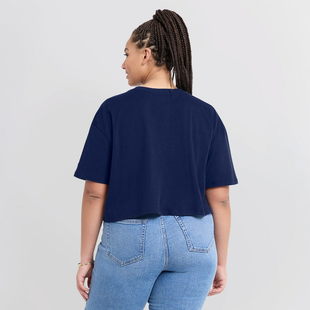 Chicago Bears Women's Elements Super Soft Boxy Cropped T-Shirt Navy