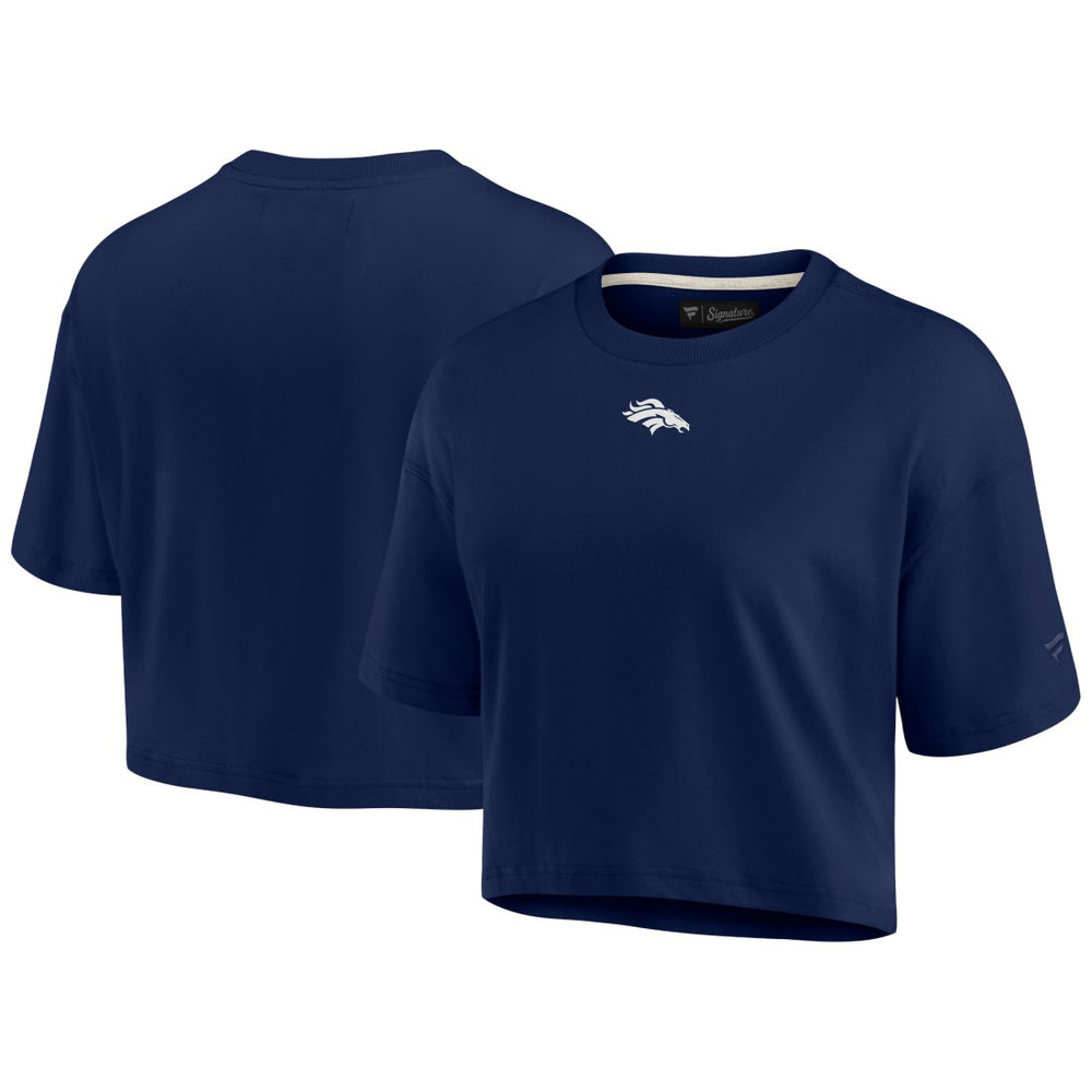 Denver Broncos Women's Elements Super Soft Boxy Cropped T-Shirt Navy
