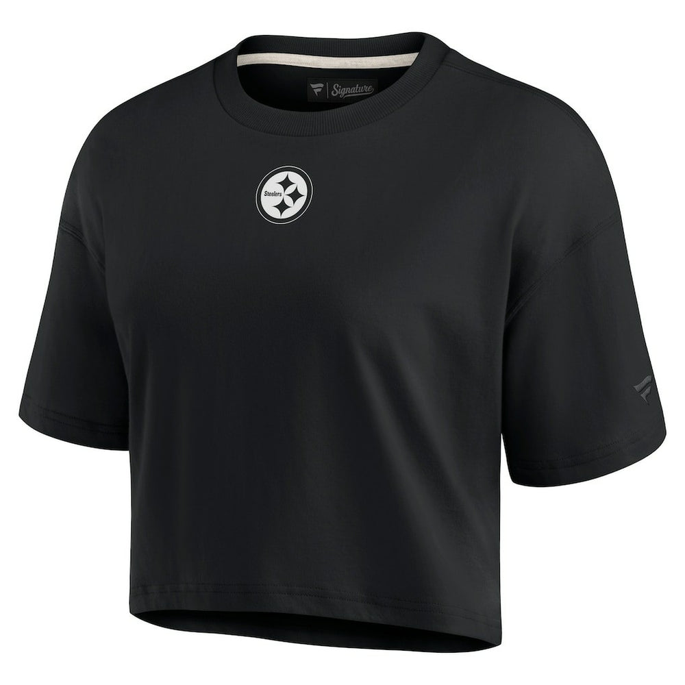 Pittsburgh Steelers Women's Elements Super Soft Boxy Cropped T-Shirt Black