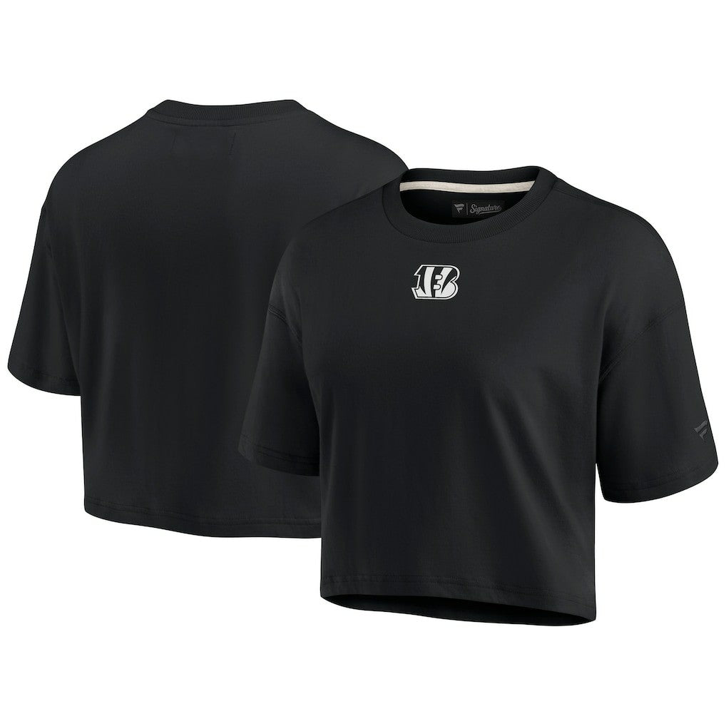 Cincinnati Bengals Women's Elements Super Soft Boxy Cropped T-Shirt Black