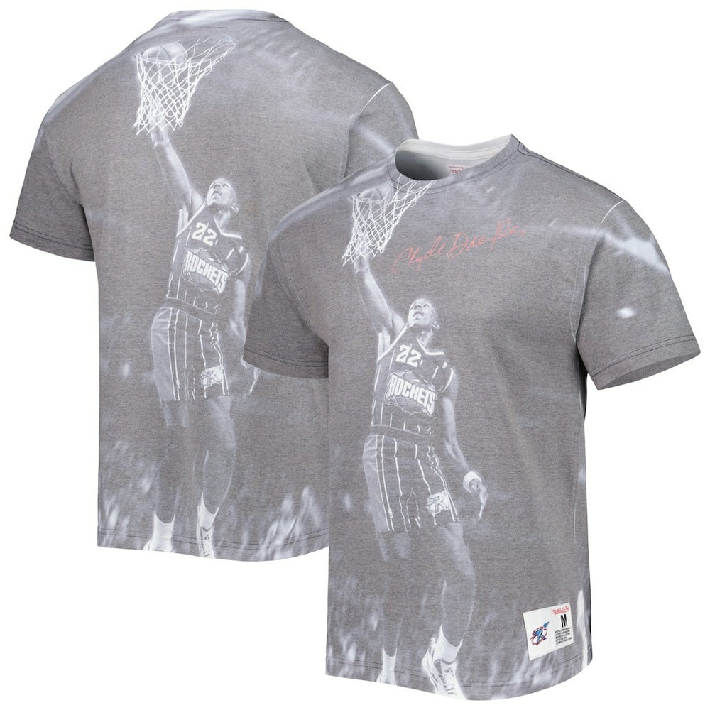 Clyde Drexler Houston Rockets Above The Rim T-Shirt Heather Gray