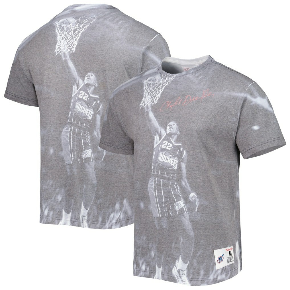 Clyde Drexler Houston Rockets Above The Rim T-Shirt Heather Gray