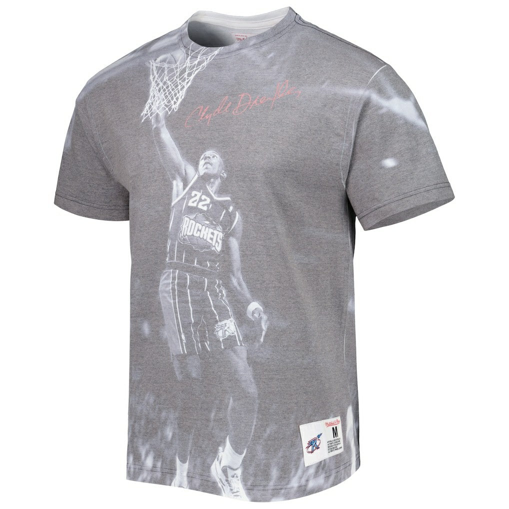 Clyde Drexler Houston Rockets Above The Rim T-Shirt Heather Gray