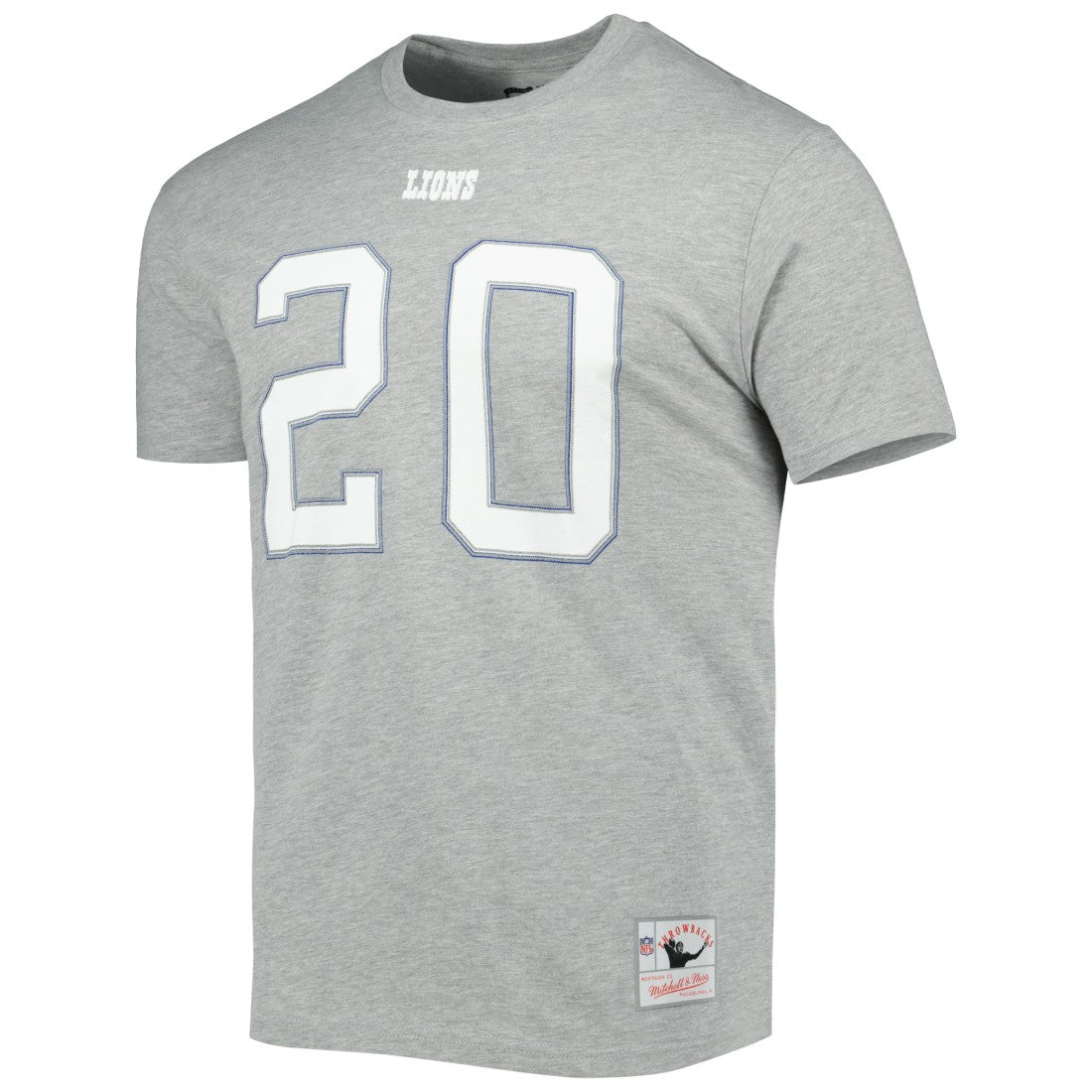 Barry Sanders Detroit Lions Retired Player Logo Name & Number T-Shirt Gray