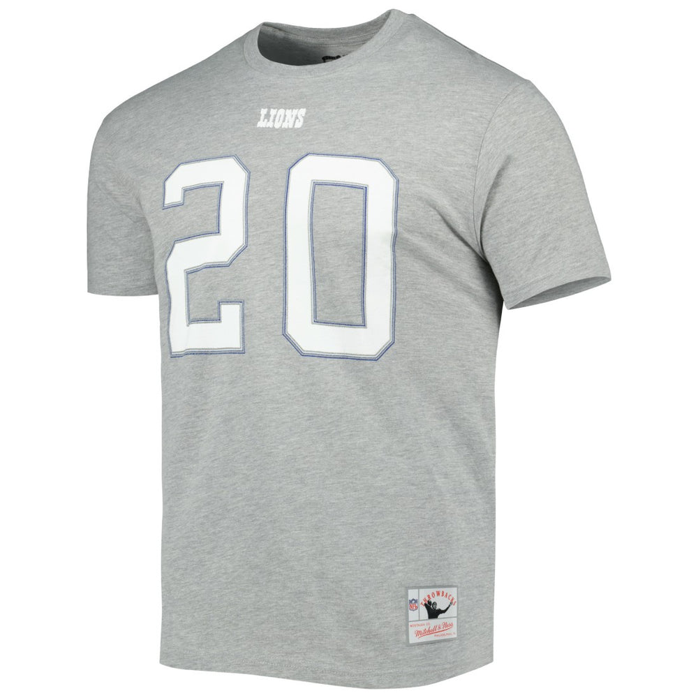 Barry Sanders Detroit Lions Retired Player Logo Name & Number T-Shirt Gray
