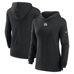 Cincinnati Bengals Women's Sideline Performance Long Sleeve Hoodie T-Shirt Black