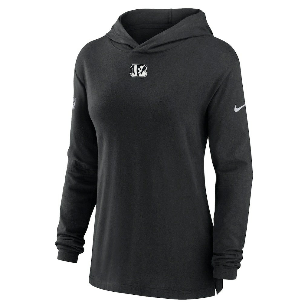 Cincinnati Bengals Women's Sideline Performance Long Sleeve Hoodie T-Shirt Black