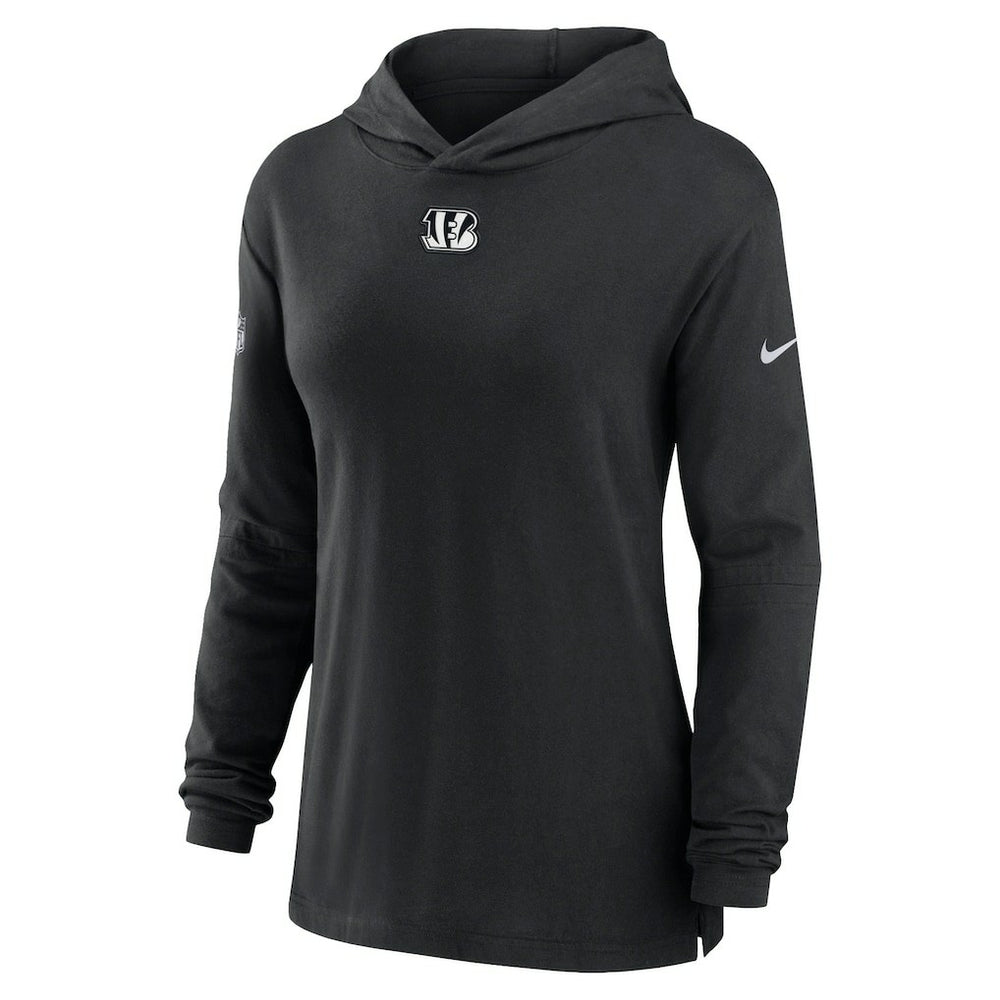 Cincinnati Bengals Women's Sideline Performance Long Sleeve Hoodie T-Shirt Black