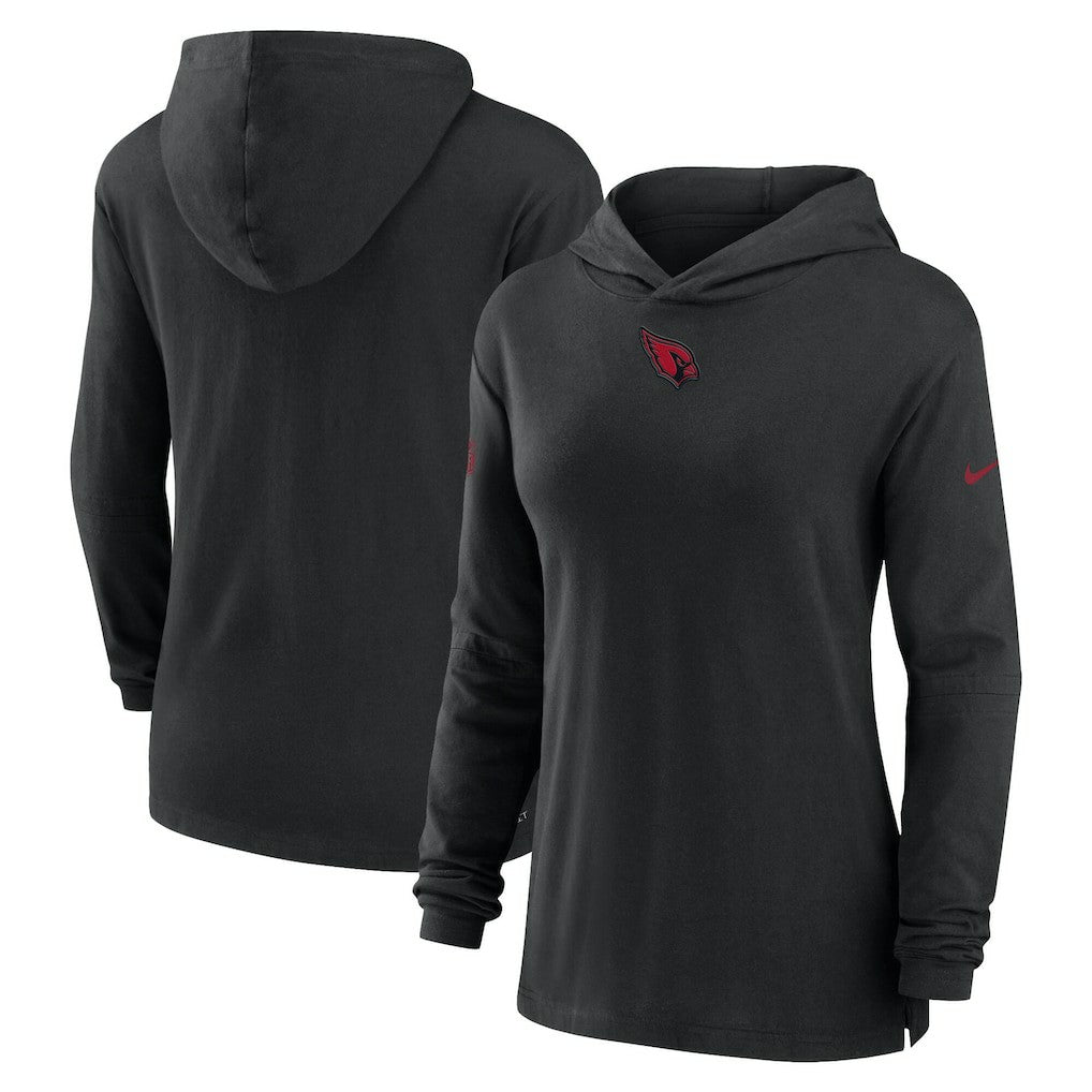 Arizona Cardinals Women's Sideline Performance Long Sleeve Hoodie T-Shirt Black