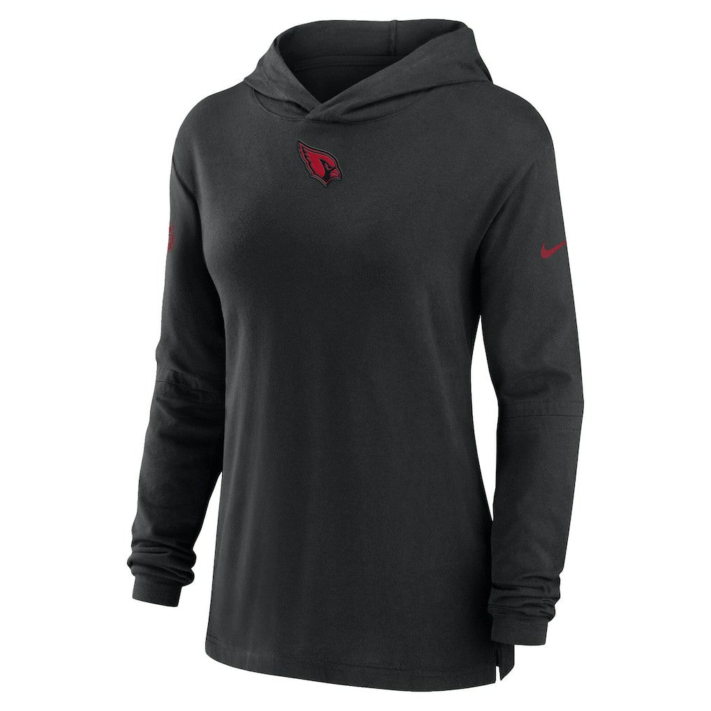 Arizona Cardinals Women's Sideline Performance Long Sleeve Hoodie T-Shirt Black
