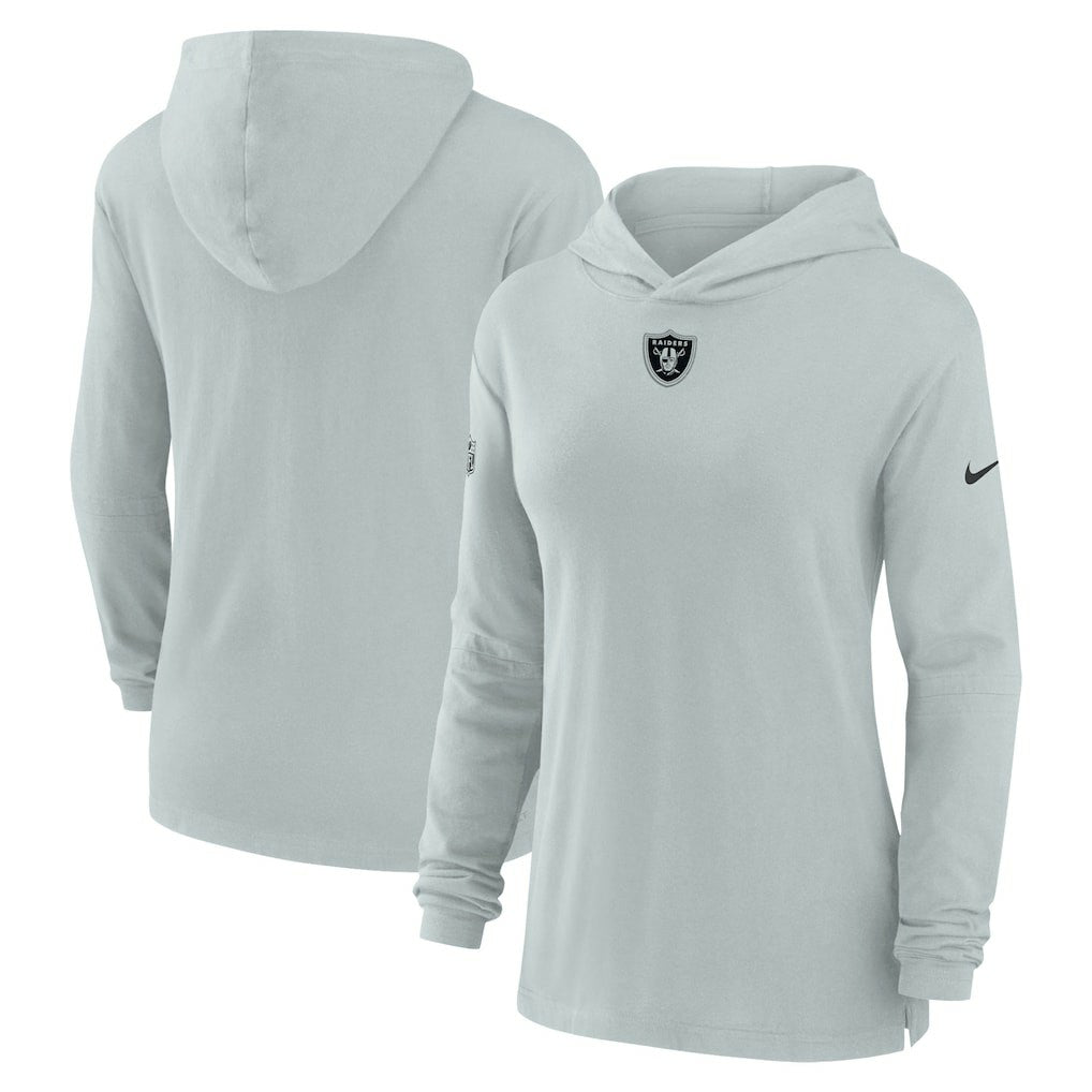 Las Vegas Raiders Women's Sideline Performance Long Sleeve Hoodie T-Shirt Silver