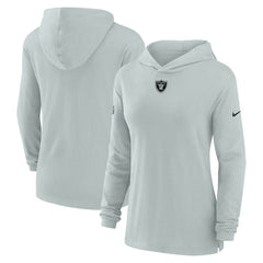 Las Vegas Raiders Women's Sideline Performance Long Sleeve Hoodie T-Shirt Silver