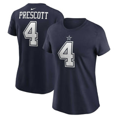 Dak Prescott Dallas Cowboys Women's Player Name & Number T-Shirt Navy