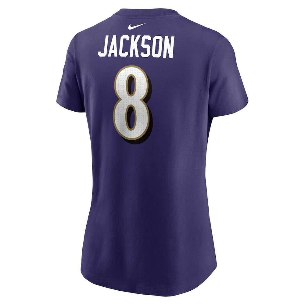 Lamar Jackson Baltimore Ravens Women's Player Name & Number T-Shirt Purple