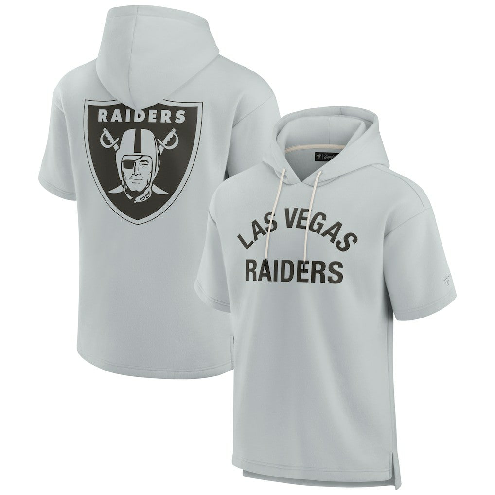 Las Vegas Raiders Unisex Elements Super Soft Fleece Short Sleeve Pullover Hoodie Gray