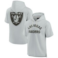 Las Vegas Raiders Unisex Elements Super Soft Fleece Short Sleeve Pullover Hoodie Gray