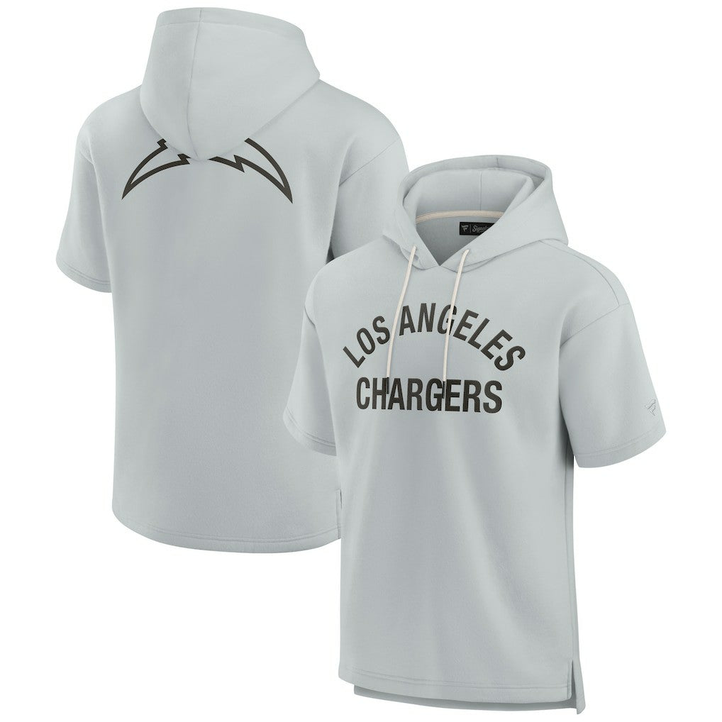 Los Angeles Chargers Unisex Elements Super Soft Fleece Short Sleeve Pullover Hoodie Gray