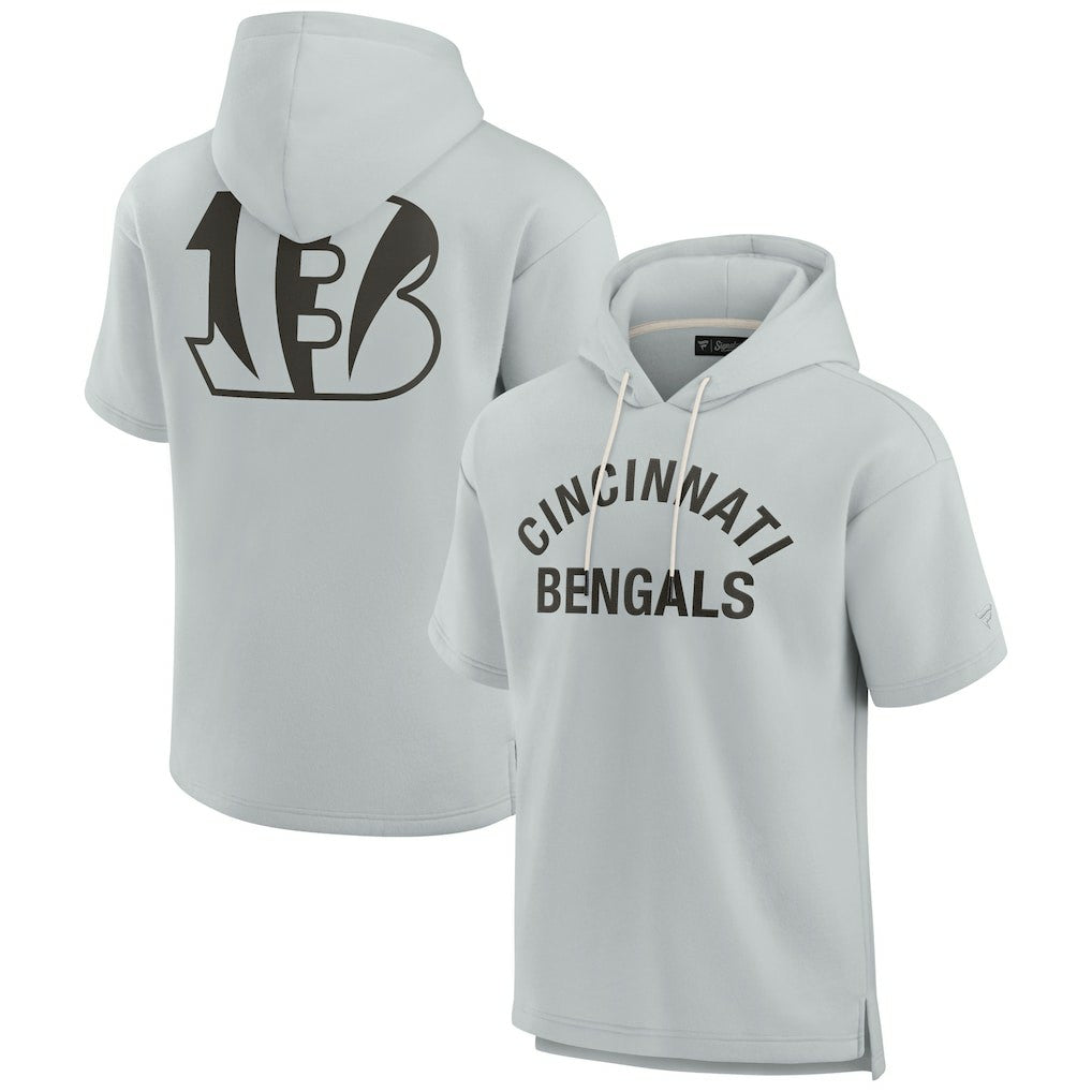 Cincinnati Bengals Unisex Elements Super Soft Fleece Short Sleeve Pullover Hoodie Gray