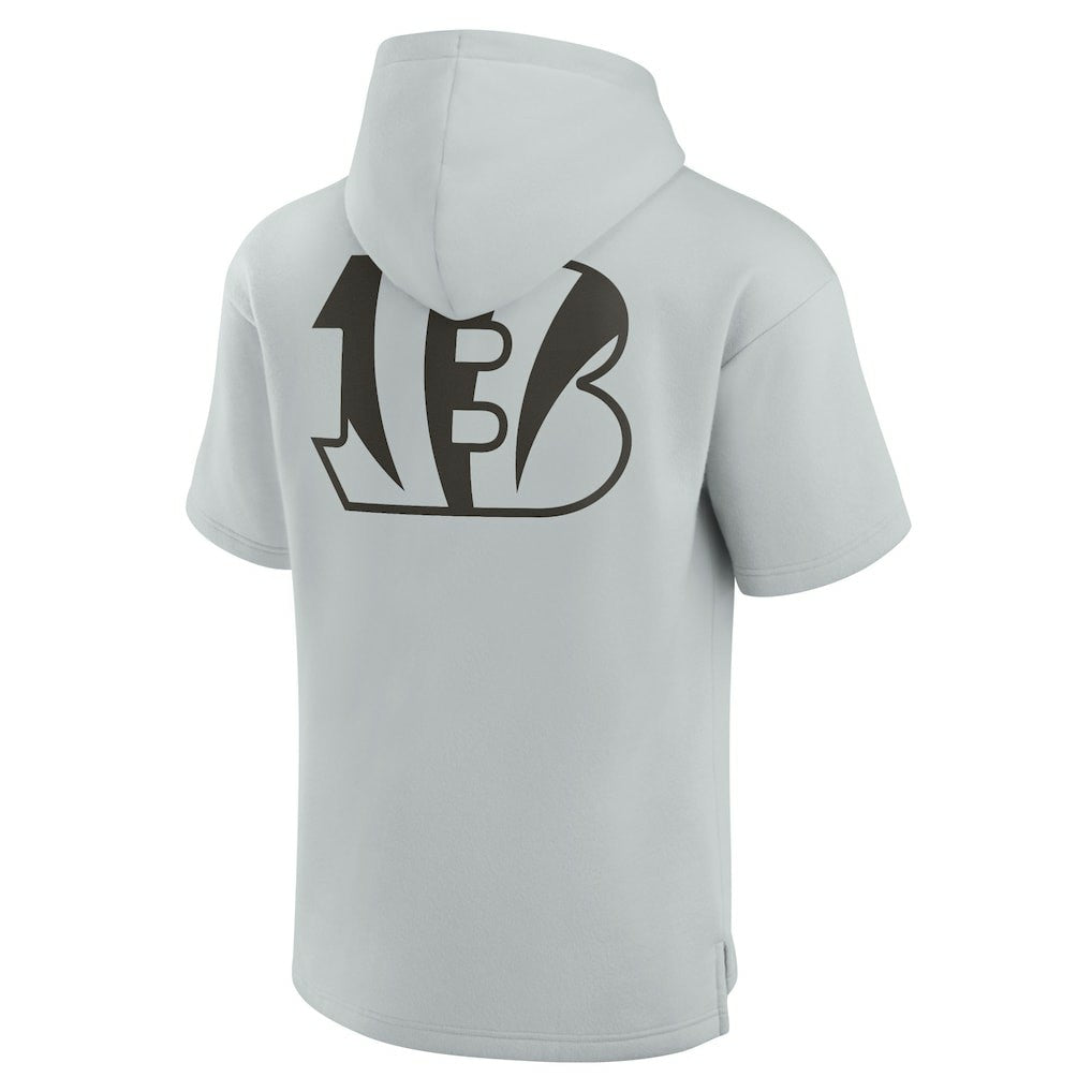 Cincinnati Bengals Unisex Elements Super Soft Fleece Short Sleeve Pullover Hoodie Gray