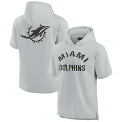 Miami Dolphins Unisex Elements Super Soft Fleece Short Sleeve Pullover Hoodie Gray