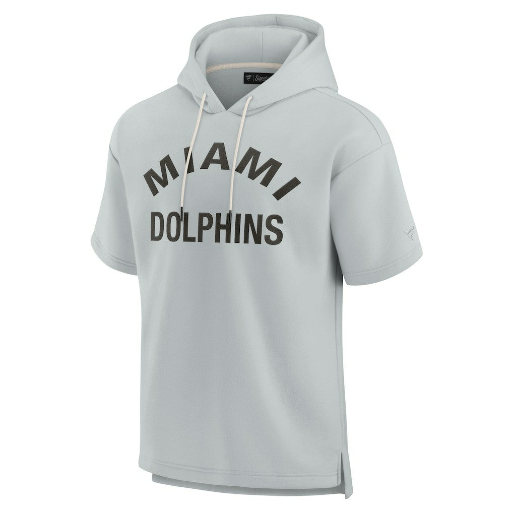Miami Dolphins Unisex Elements Super Soft Fleece Short Sleeve Pullover Hoodie Gray