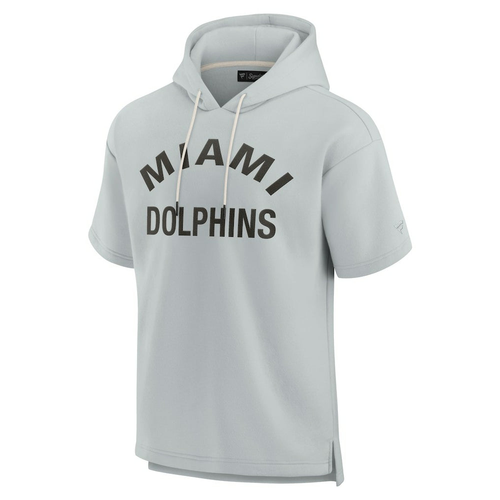 Miami Dolphins Unisex Elements Super Soft Fleece Short Sleeve Pullover Hoodie Gray