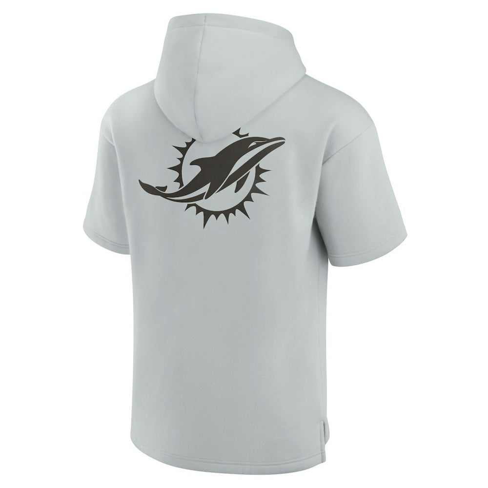Miami Dolphins Unisex Elements Super Soft Fleece Short Sleeve Pullover Hoodie Gray