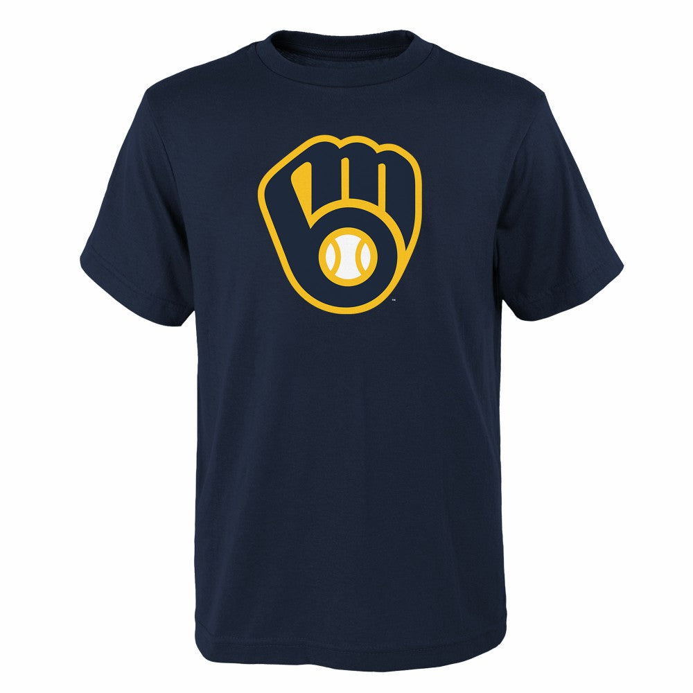 Milwaukee Brewers Youth Logo Primary Team T-Shirt - Navy T-shirts