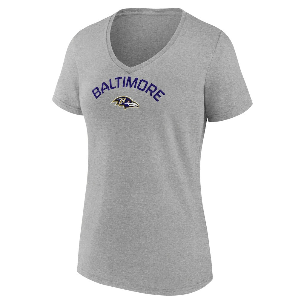 Baltimore Ravens Women's Team Arc V-Neck T-Shirt Heather Gray