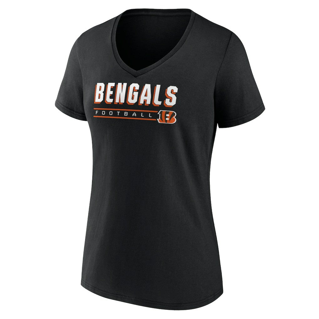 Cincinnati Bengals Women's Primary Play V-Neck T-Shirt Black