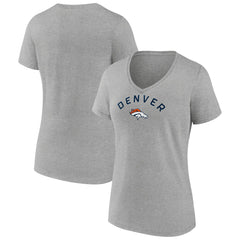 Denver Broncos Women's Team Arc V-Neck T-Shirt Heather Gray