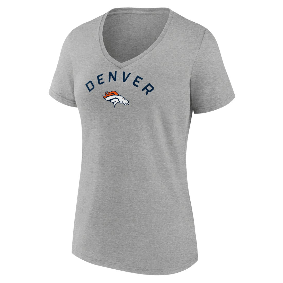 Denver Broncos Women's Team Arc V-Neck T-Shirt Heather Gray