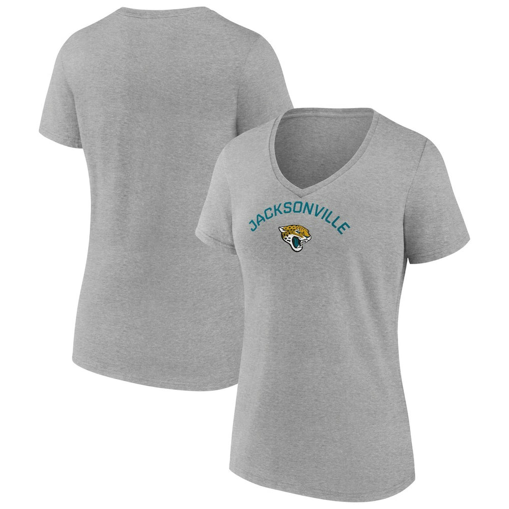 Jacksonville Jaguars Women's Team Arc V-Neck T-Shirt Heather Gray