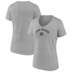 Las Vegas Raiders Women's Team Arc V-Neck T-Shirt Heather Gray