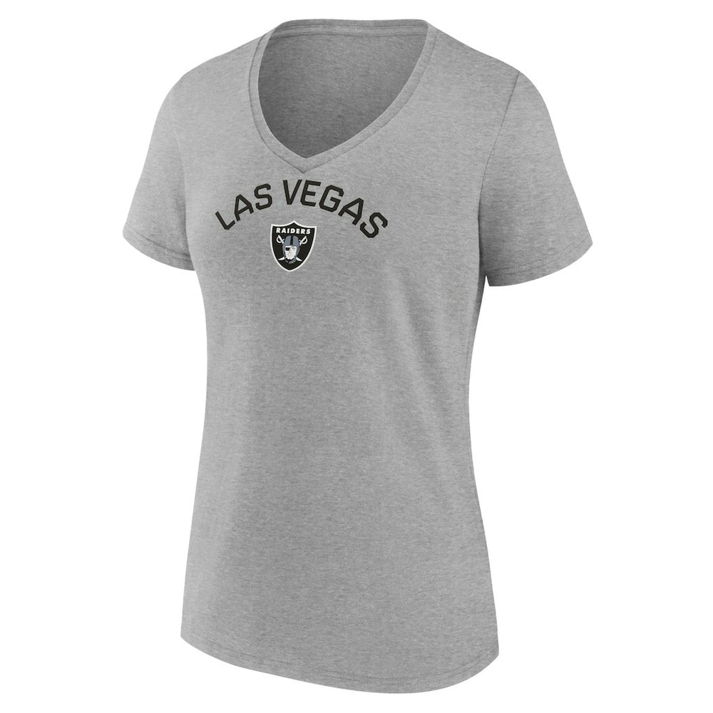Las Vegas Raiders Women's Team Arc V-Neck T-Shirt Heather Gray