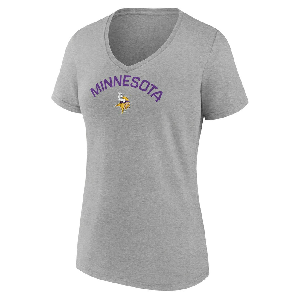 Minnesota Vikings Women's Team Arc V-Neck T-Shirt Heather Gray